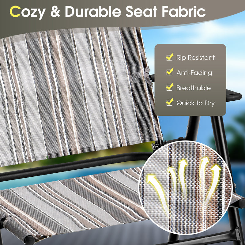 Costway - Set of 2 Patio Folding Sling Chairs Space-saving Dining Chair-Gray