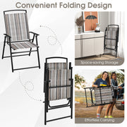 Costway - Set of 2 Patio Folding Sling Chairs Space-saving Dining Chair-Gray