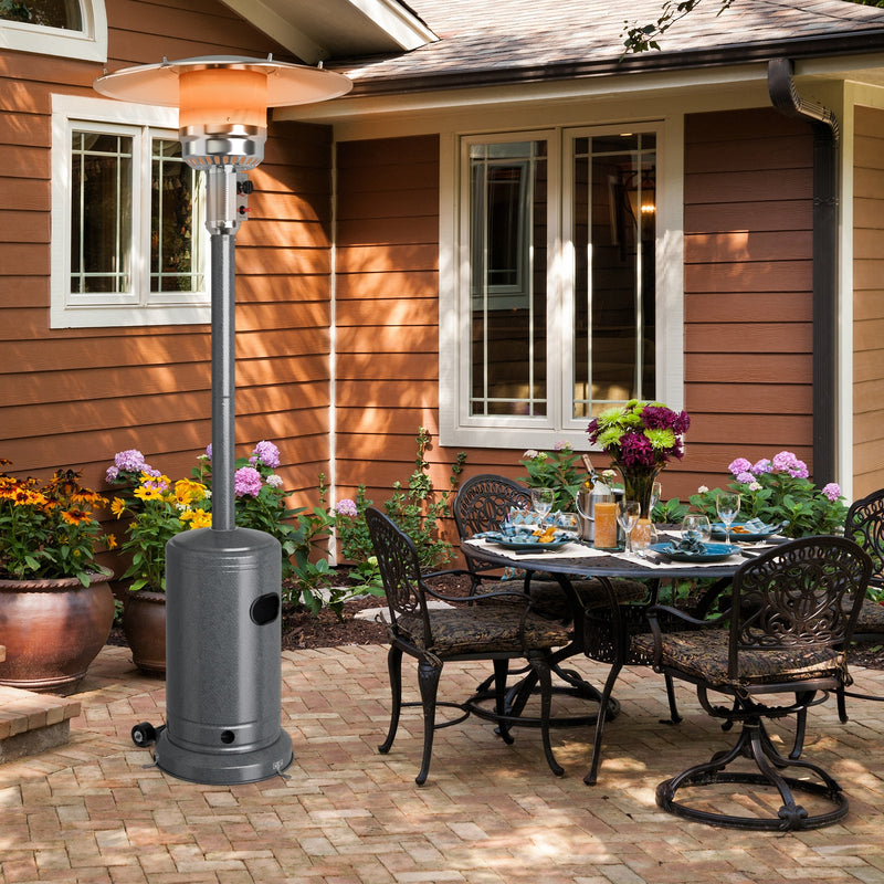 Costway - 50000BTU Garden Propane Standing LP Gas Steel Accessories Heater-Gray