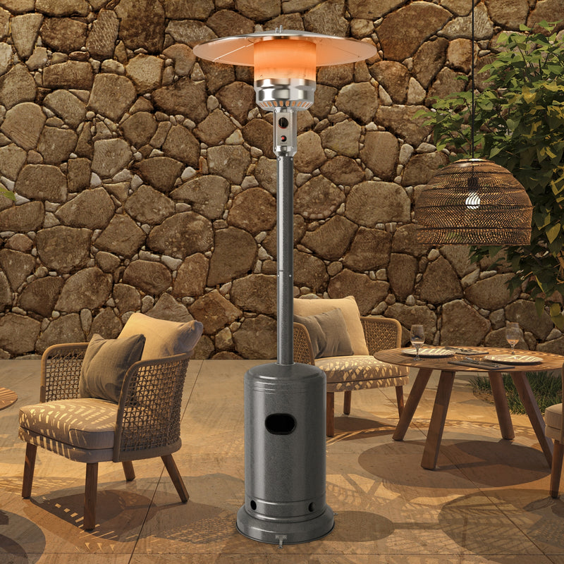 Costway - 50000BTU Garden Propane Standing LP Gas Steel Accessories Heater-Gray