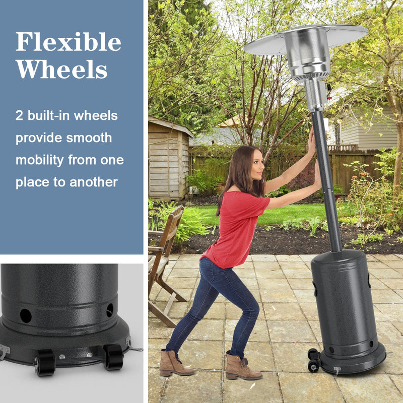 Costway - 50000BTU Garden Propane Standing LP Gas Steel Accessories Heater-Gray