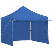 Costway - 10 x 10 Feet Pop-up Gazebo with 5 Removable Zippered Sidewalls and Extended Awning-Blue