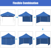 Costway - 10 x 10 Feet Pop-up Gazebo with 5 Removable Zippered Sidewalls and Extended Awning-Blue