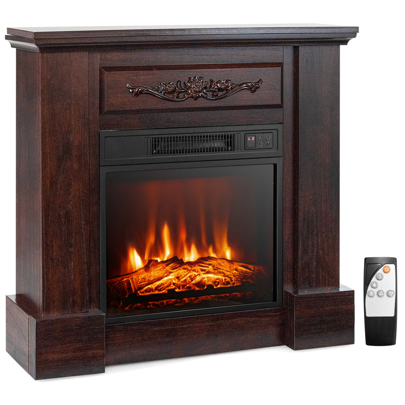 Costway - 1400W TV Stand Electric Fireplace Mantel with Remote Control-Natural