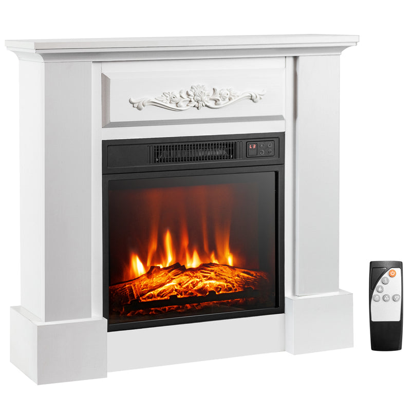Costway - 1400W TV Stand Electric Fireplace Mantel with Remote Control-White
