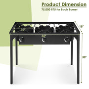 Costway - 225000 BTU Portable Propane 3 Burner Gas Cooker