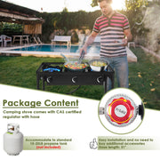Costway - 225000 BTU Portable Propane 3 Burner Gas Cooker