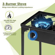 Costway - 225000 BTU Portable Propane 3 Burner Gas Cooker