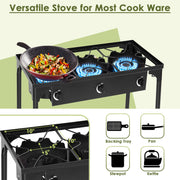 Costway - 225000 BTU Portable Propane 3 Burner Gas Cooker