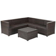 Costway - 6 Pieces Patio Furniture Sofa Set with Cushions for Outdoor-Turquoise