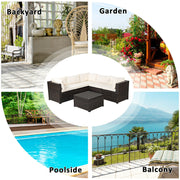 Costway - 6 Pieces Patio Furniture Sofa Set with Cushions for Outdoor-Beige