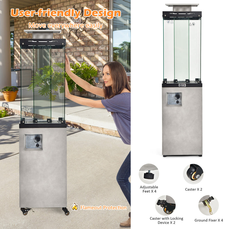 Costway - 41 000 BTU Propane Patio Heater with Metal Hood-Gray