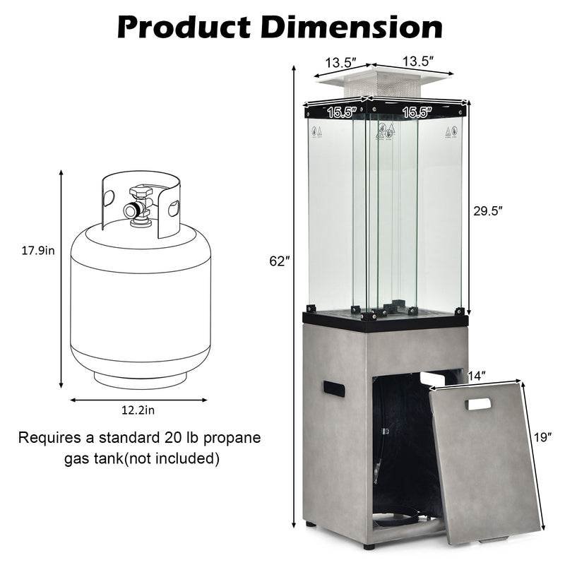 Costway - 41 000 BTU Propane Patio Heater with Metal Hood-Gray