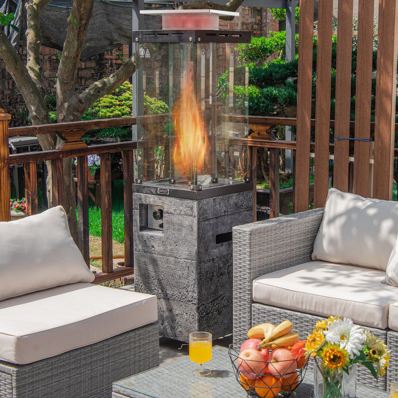 Costway - 41 000 BTU Propane Patio Heater with Lockable Wheels-Dark Gray