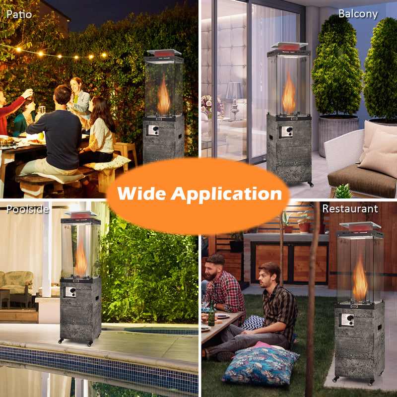 Costway - 41 000 BTU Propane Patio Heater with Lockable Wheels-Dark Gray