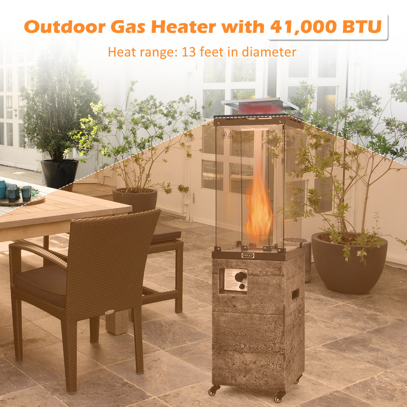 Costway - 41 000 BTU Propane Patio Heater with Lockable Wheels-Dark Gray