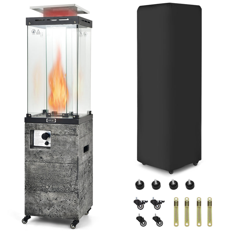 Costway - 41 000 BTU Propane Patio Heater with Lockable Wheels-Dark Gray