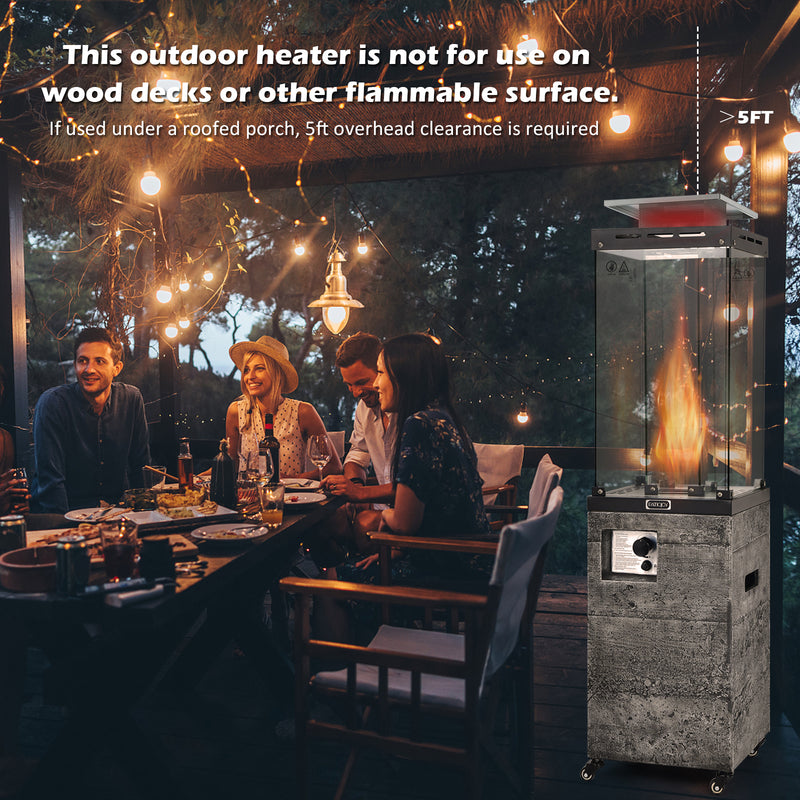Costway - 41 000 BTU Propane Patio Heater with Lockable Wheels-Dark Gray