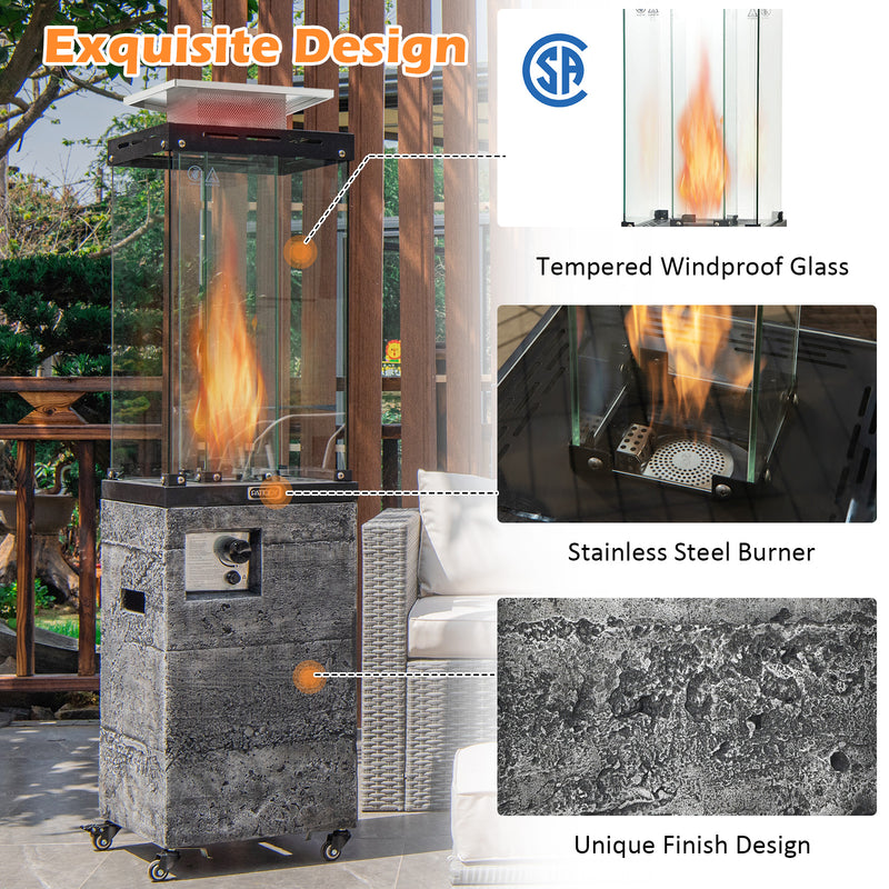 Costway - 41 000 BTU Propane Patio Heater with Lockable Wheels-Dark Gray
