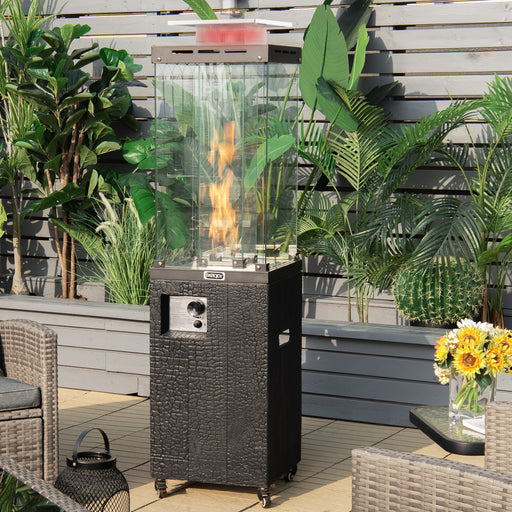 Costway - 41 000 BTU Propane Patio Heater with Lockable Wheels-Black