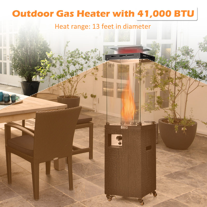 Costway - 41 000 BTU Propane Patio Heater with Lockable Wheels-Black