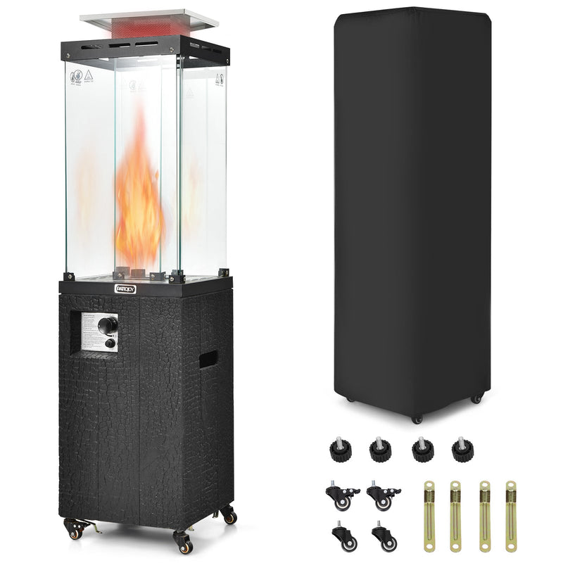 Costway - 41 000 BTU Propane Patio Heater with Lockable Wheels-Black