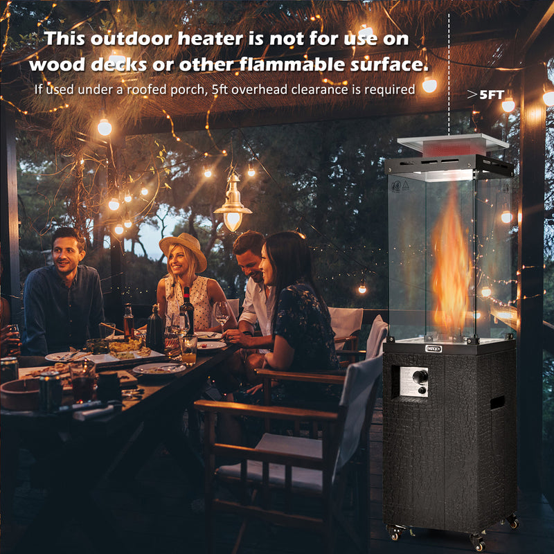 Costway - 41 000 BTU Propane Patio Heater with Lockable Wheels-Black