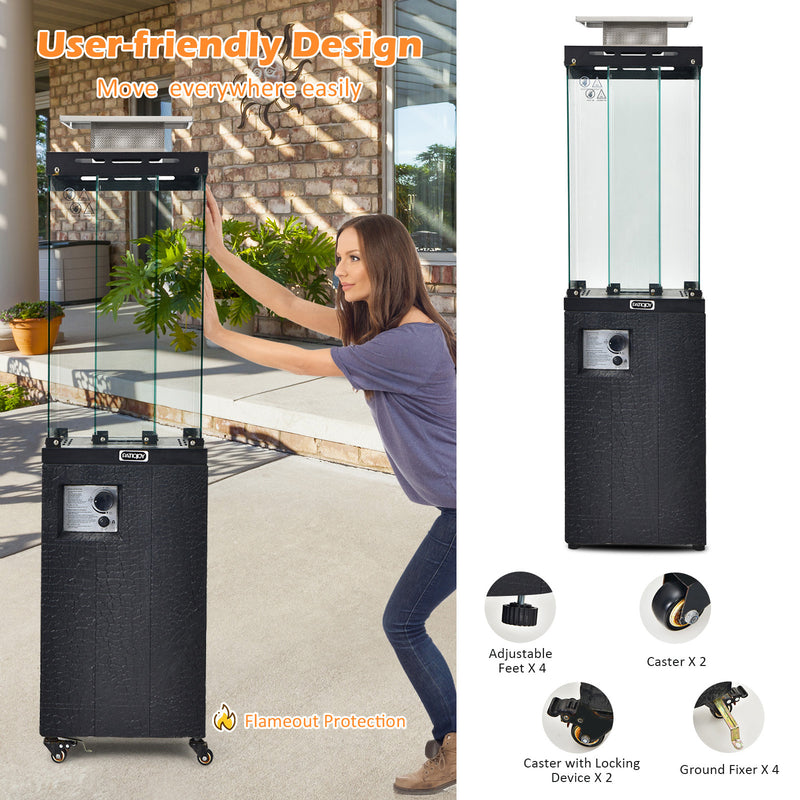 Costway - 41 000 BTU Propane Patio Heater with Lockable Wheels-Black