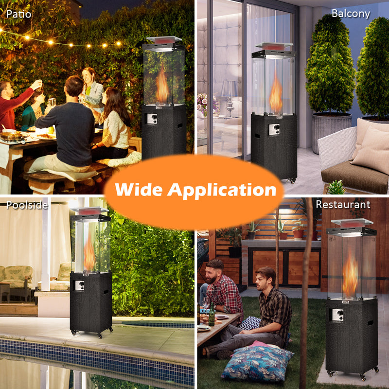 Costway - 41 000 BTU Propane Patio Heater with Lockable Wheels-Black