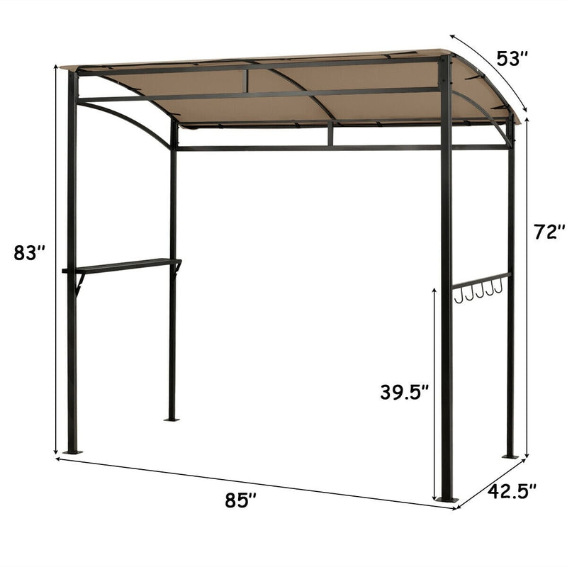 Costway - 7 x 4.5 Feet Grill Gazebo Outdoor Patio Garden BBQ Canopy Shelter-Brown