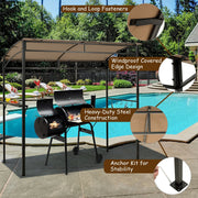 Costway - 7 x 4.5 Feet Grill Gazebo Outdoor Patio Garden BBQ Canopy Shelter-Brown