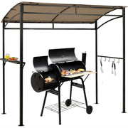 Costway - 7 x 4.5 Feet Grill Gazebo Outdoor Patio Garden BBQ Canopy Shelter-Brown