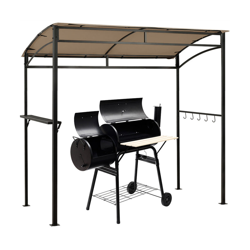 Costway - 7 x 4.5 Feet Grill Gazebo Outdoor Patio Garden BBQ Canopy Shelter-Brown