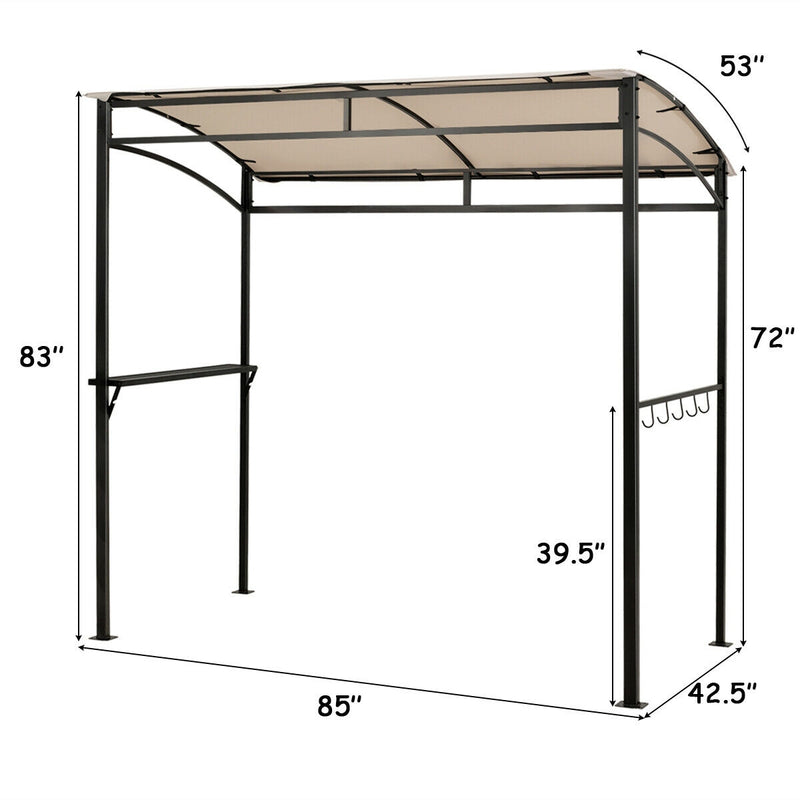 Costway - 7 x 4.5 Feet Grill Gazebo Outdoor Patio Garden BBQ Canopy Shelter-Beige