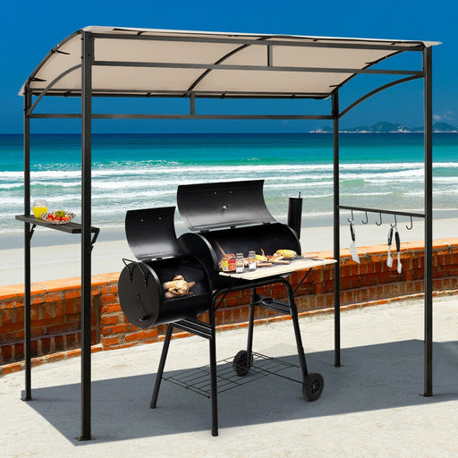 Costway - 7 x 4.5 Feet Grill Gazebo Outdoor Patio Garden BBQ Canopy Shelter-Beige