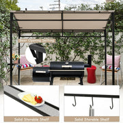Costway - 7 x 4.5 Feet Grill Gazebo Outdoor Patio Garden BBQ Canopy Shelter-Beige