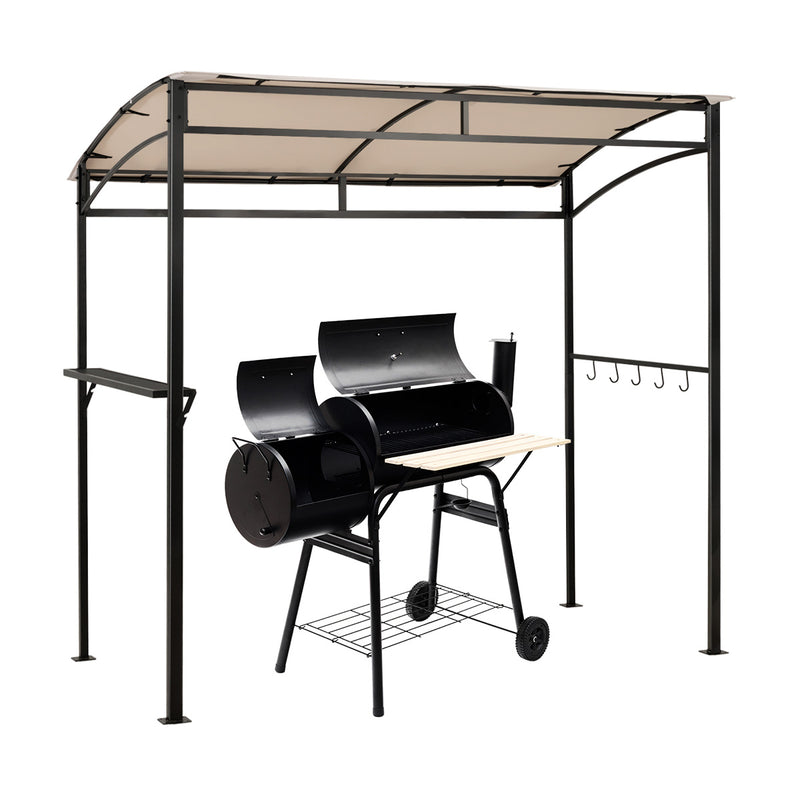 Costway - 7 x 4.5 Feet Grill Gazebo Outdoor Patio Garden BBQ Canopy Shelter-Beige