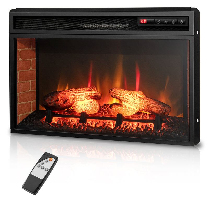 Costway - 26 Inch Infrared Electric Fireplace Insert with Remote Control-Black