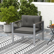 Costway - Contemporary Sofa Chair with WPC Armrests and Back Cushions-Gray