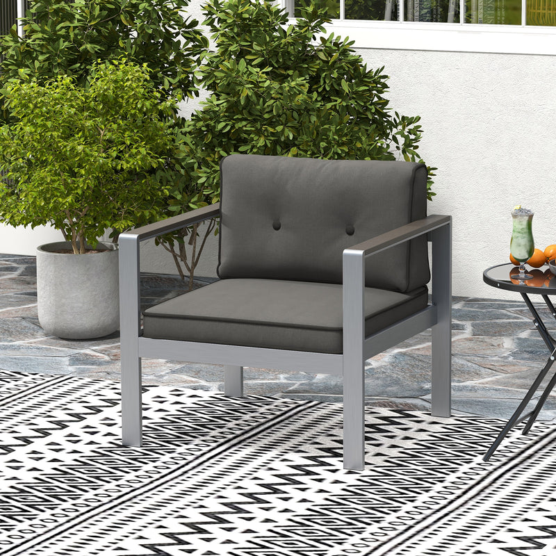 Costway - Contemporary Sofa Chair with WPC Armrests and Back Cushions-Gray