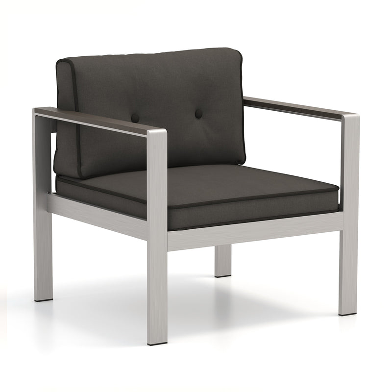 Costway - Contemporary Sofa Chair with WPC Armrests and Back Cushions-Gray