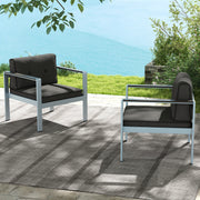 Costway - Contemporary Sofa Chair with WPC Armrests and Back Cushions-Gray