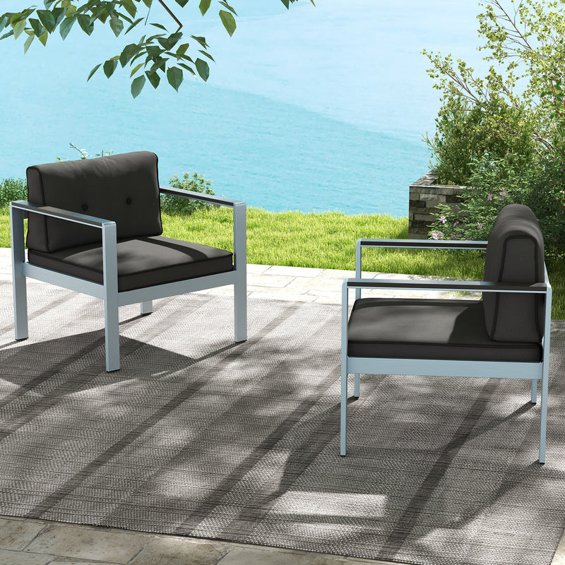 Costway - Contemporary Sofa Chair with WPC Armrests and Back Cushions-Gray