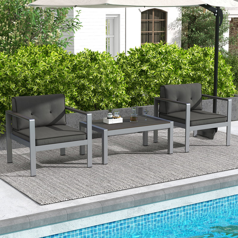 Costway - Contemporary Sofa Chair with WPC Armrests and Back Cushions-Gray