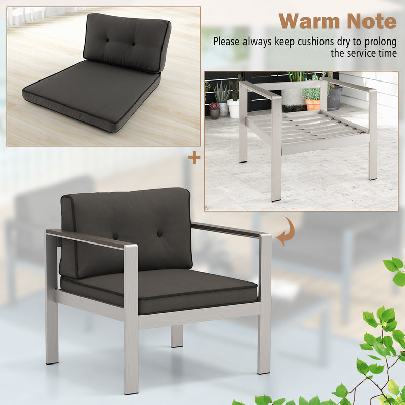 Costway - Contemporary Sofa Chair with WPC Armrests and Back Cushions-Gray