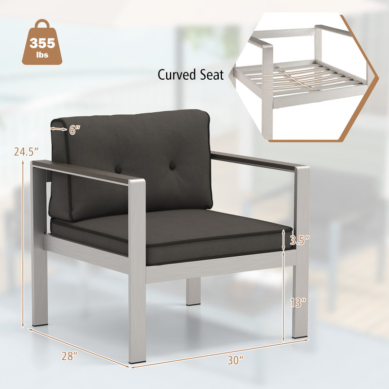 Costway - Contemporary Sofa Chair with WPC Armrests and Back Cushions-Gray