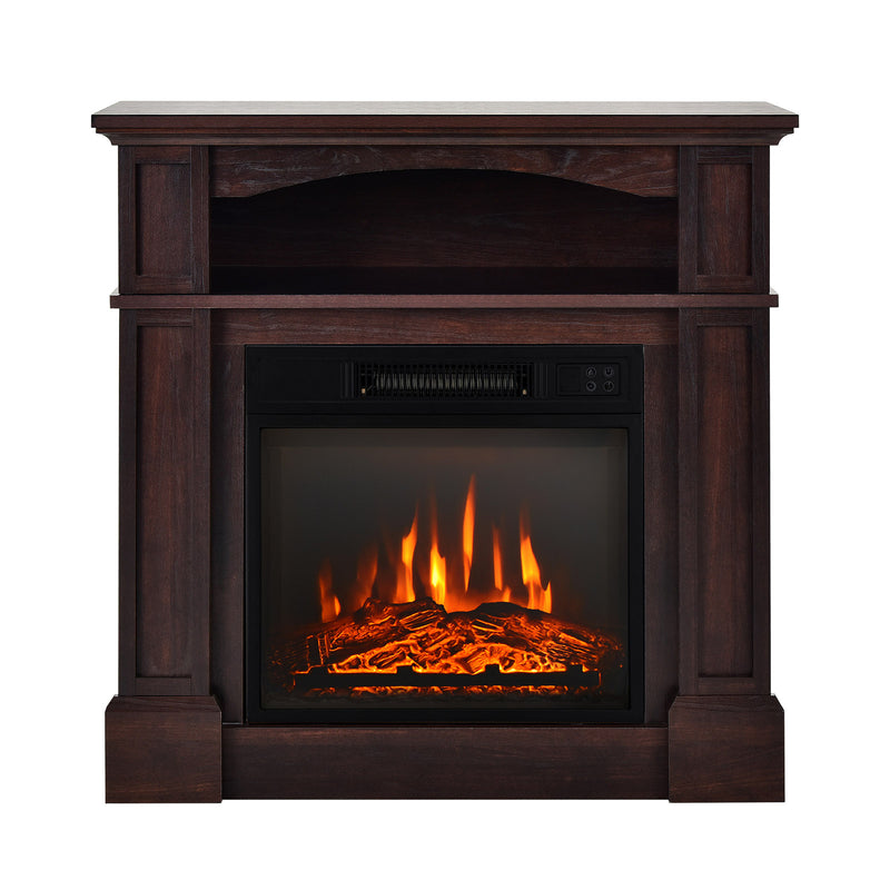 Costway - 32 Inch 1400W Electric TV Stand Fireplace with Shelf-Natural