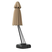 Costway - 11 Feet Outdoor Cantilever Hanging Umbrella with Base and Wheels-Beige
