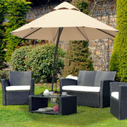 Costway - 11 Feet Outdoor Cantilever Hanging Umbrella with Base and Wheels-Beige