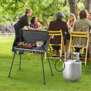 Costway - 2-in-1 Gas Camping Grill and Stove with Detachable Legs-Black